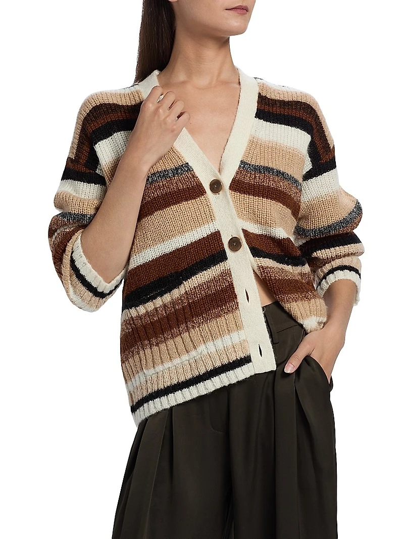 Caroline Striped V-Neck Cardigan