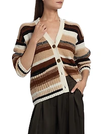 Caroline Striped V-Neck Cardigan