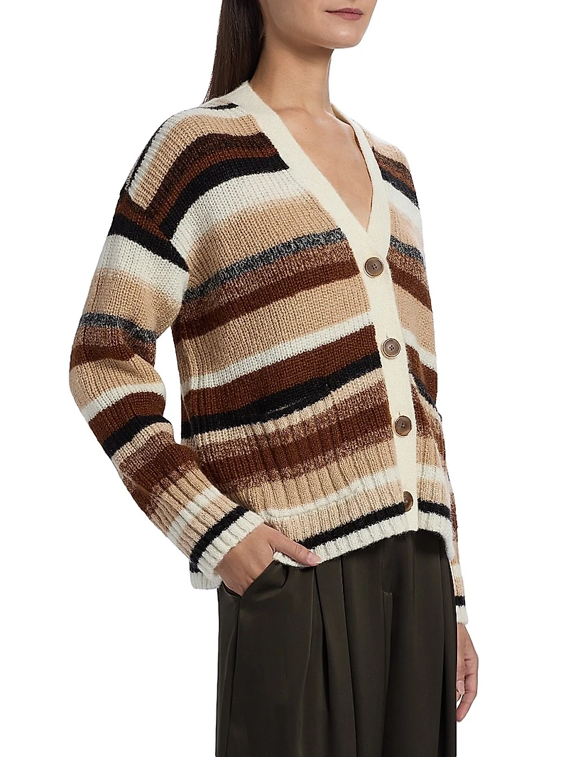 Caroline Striped V-Neck Cardigan