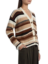 Caroline Striped V-Neck Cardigan