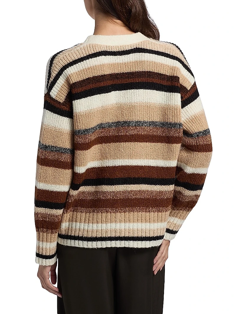 Caroline Striped V-Neck Cardigan