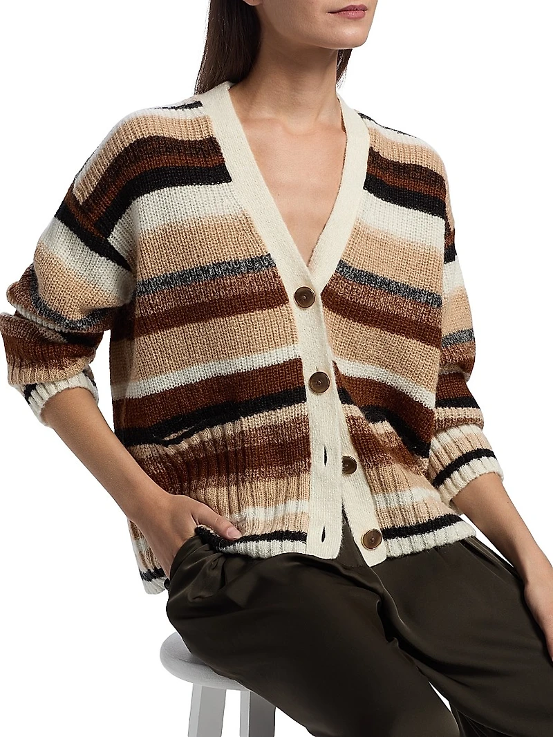 Caroline Striped V-Neck Cardigan