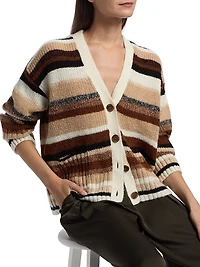 Caroline Striped V-Neck Cardigan
