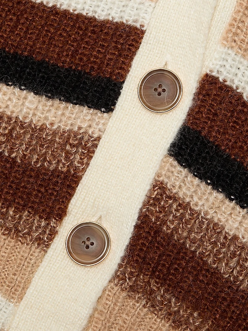 Caroline Striped V-Neck Cardigan