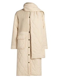 Melaine Quilted Rib-Knit Scarf Coat