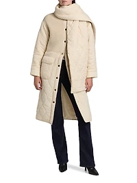 Melaine Quilted Rib-Knit Scarf Coat