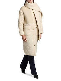 Melaine Quilted Rib-Knit Scarf Coat
