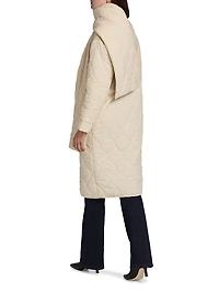 Melaine Quilted Rib-Knit Scarf Coat