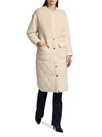 Melaine Quilted Rib-Knit Scarf Coat