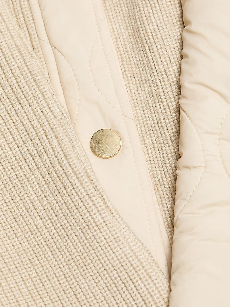 Melaine Quilted Rib-Knit Scarf Coat