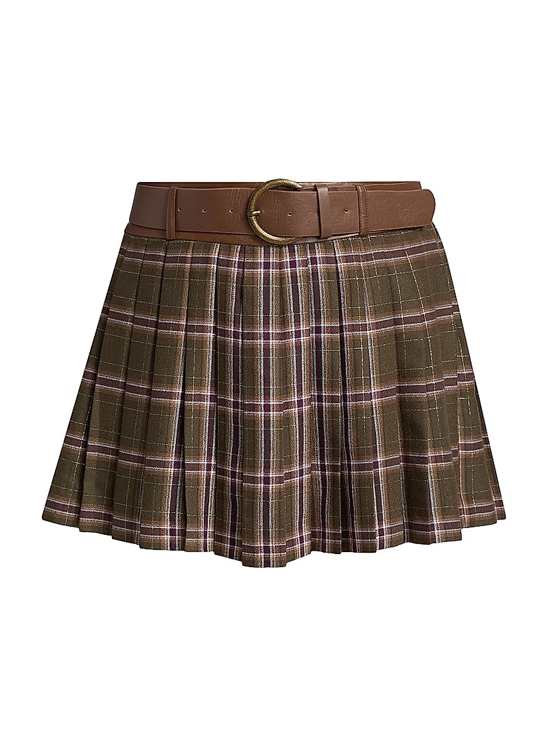 Derrick Plaid Belted Miniskirt