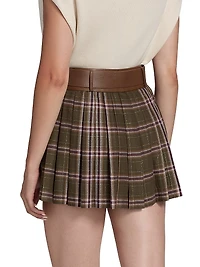 Derrick Plaid Belted Miniskirt