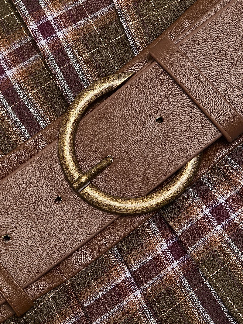 Derrick Plaid Belted Miniskirt