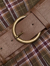 Derrick Plaid Belted Miniskirt