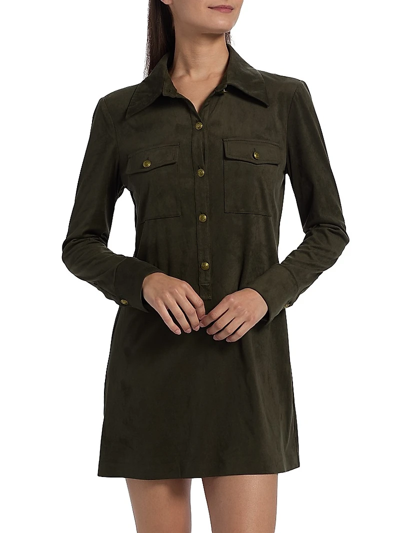 Maria Button-Front Mini-Shirtdress
