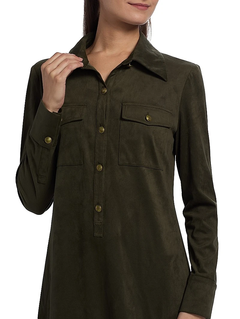 Maria Button-Front Mini-Shirtdress