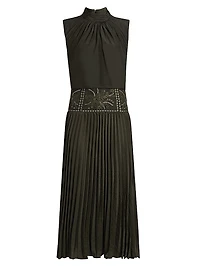 Kimberly Embroidered Pleated Midi-Dress