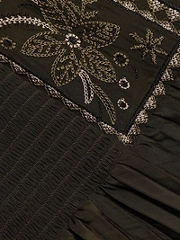 Kimberly Embroidered Pleated Midi-Dress