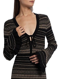 Mary Striped Merino Wool-Blend V-Neck Minidress