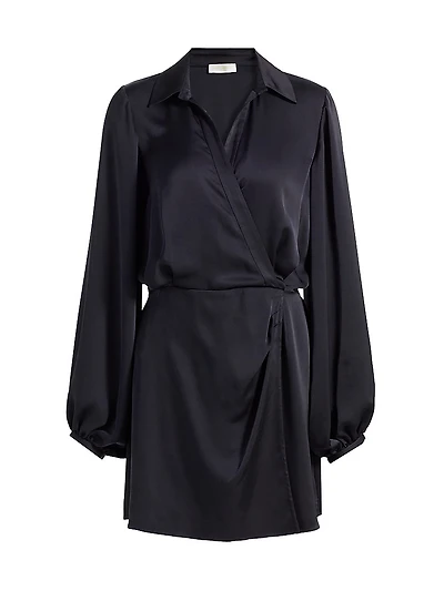 Carolyn Satin Wrap-Minidress