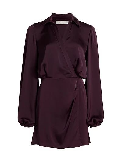 Carolyn Satin Wrap-Minidress