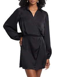 Carolyn Satin Wrap-Minidress