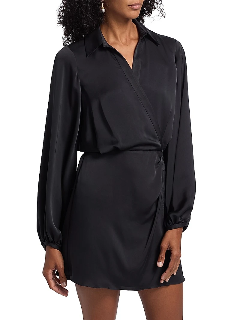 Carolyn Satin Wrap-Minidress