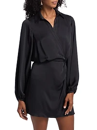 Carolyn Satin Wrap-Minidress
