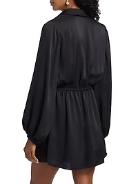 Carolyn Satin Wrap-Minidress