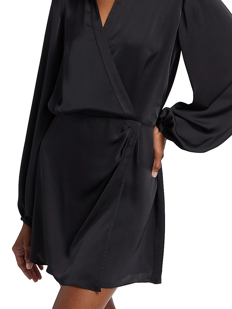 Carolyn Satin Wrap-Minidress