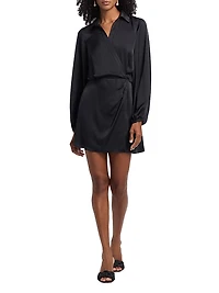 Carolyn Satin Wrap-Minidress