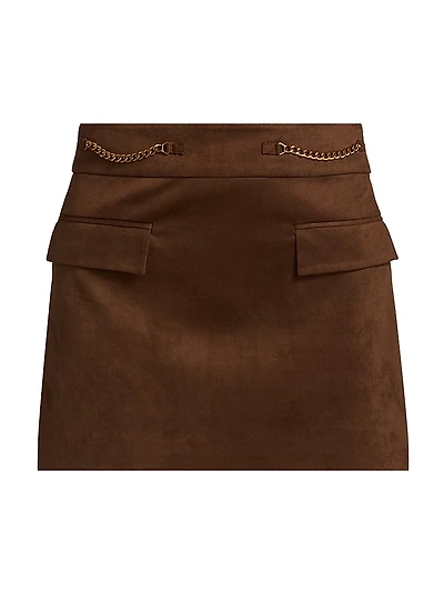 Martha Stretch Faux-Suede Miniskirt