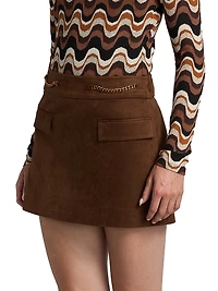 Martha Stretch Faux-Suede Miniskirt