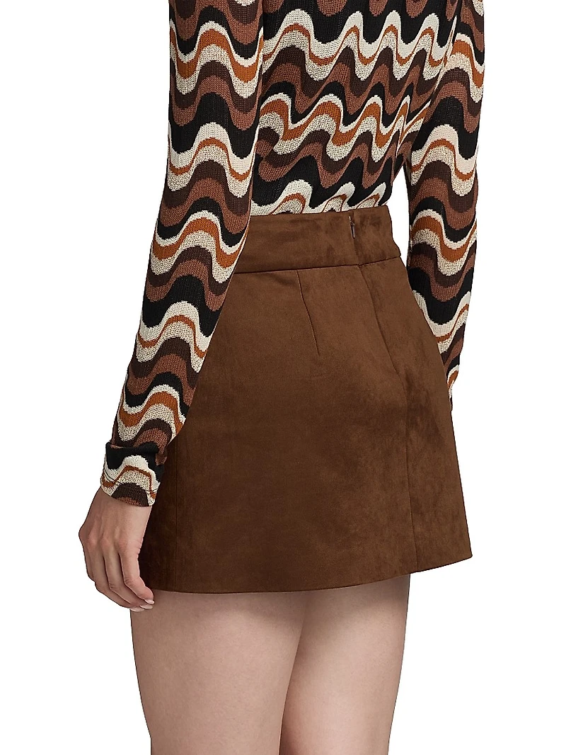Martha Stretch Faux-Suede Miniskirt