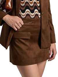 Martha Stretch Faux-Suede Miniskirt
