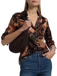 Victoria Retro-Printed Stretch-Silk Shirt