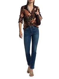 Victoria Retro-Printed Stretch-Silk Shirt