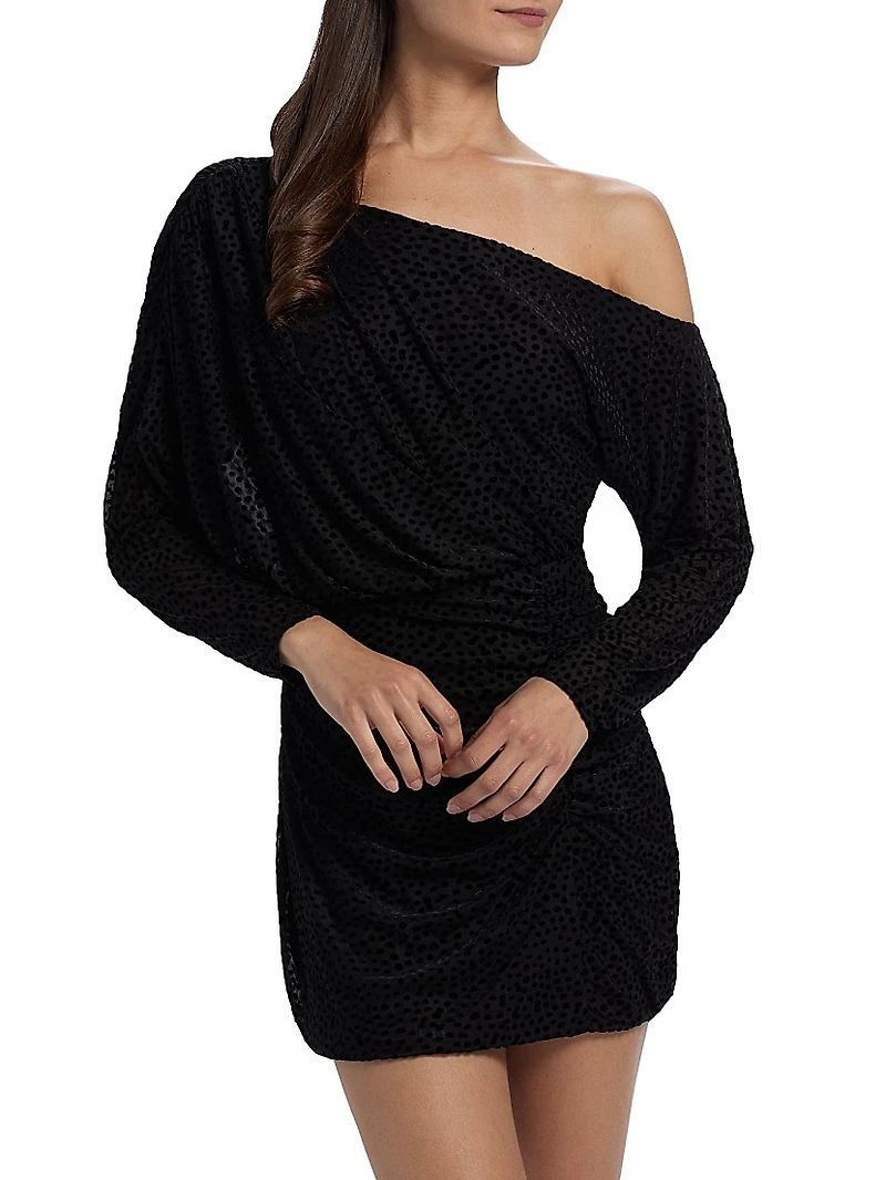 Lawrence Polka Dot One-Shoulder Minidress