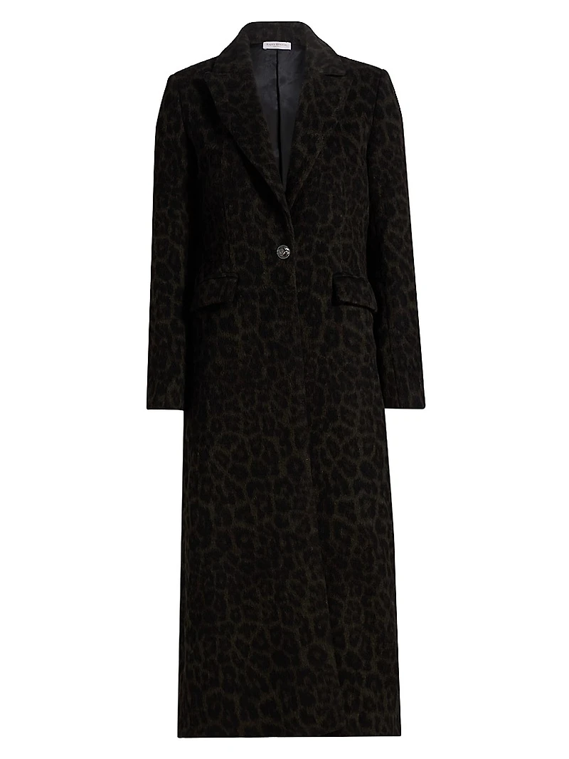 Julia Leopard Print Wool-Blend Coat