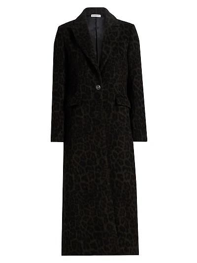 Julia Leopard Print Wool-Blend Coat