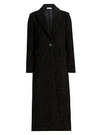Julia Leopard Print Wool-Blend Coat