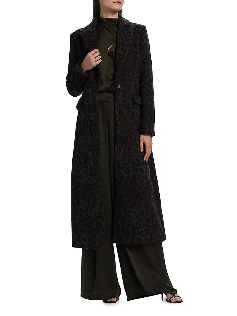 Julia Leopard Print Wool-Blend Coat