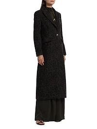 Julia Leopard Print Wool-Blend Coat