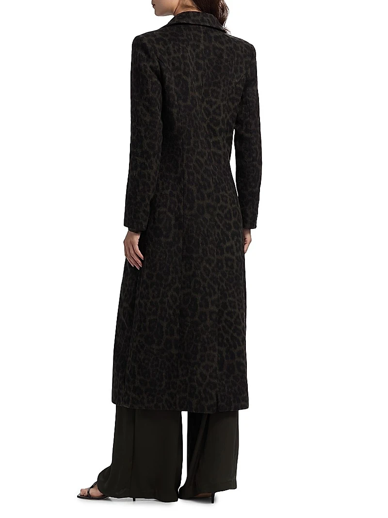 Julia Leopard Print Wool-Blend Coat