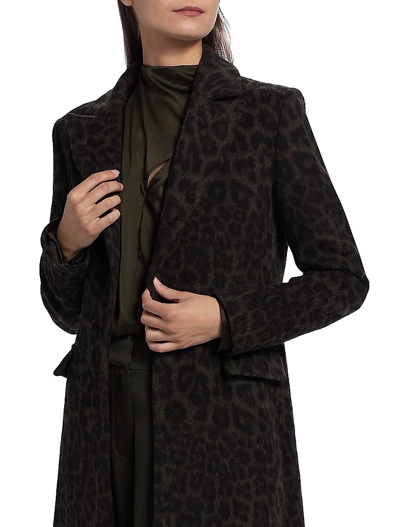 Julia Leopard Print Wool-Blend Coat
