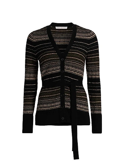 Michelle Striped Wool-Blend Cardigan