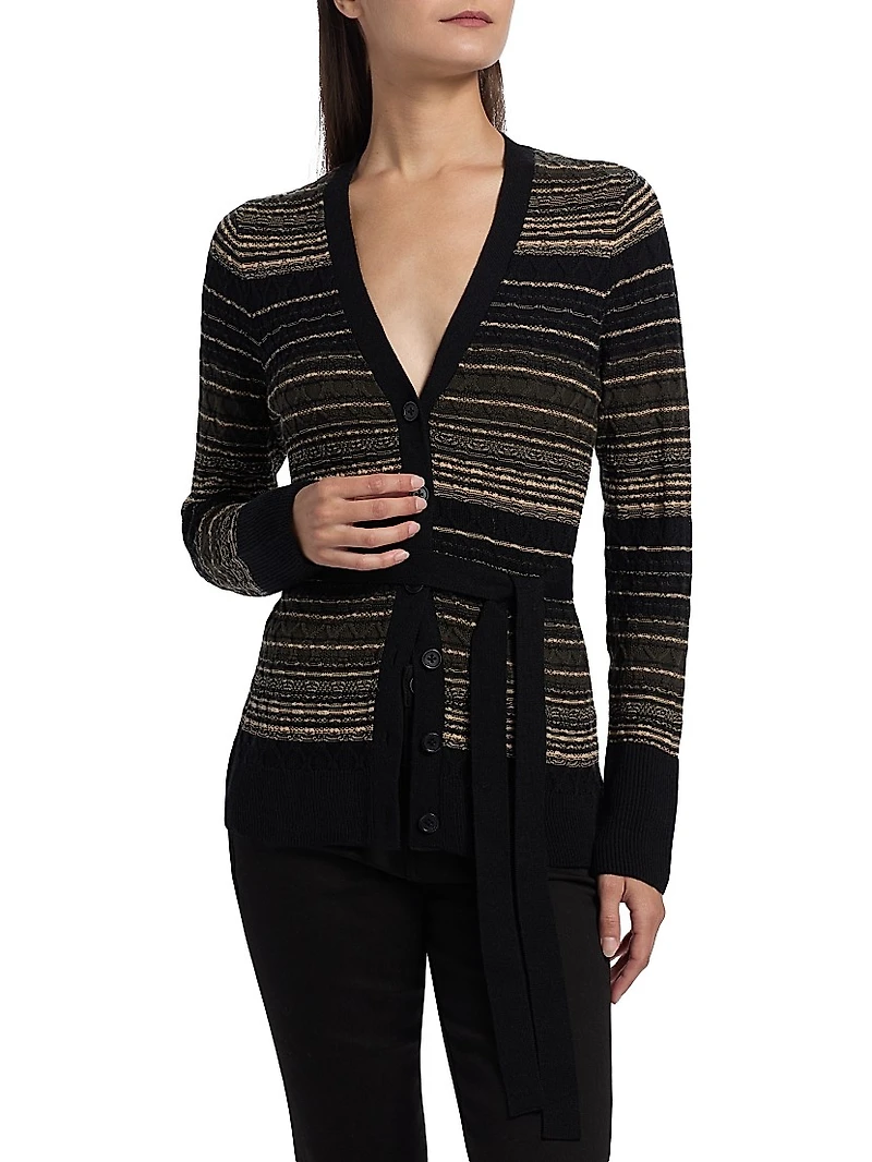 Michelle Striped Wool-Blend Cardigan