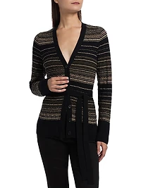 Michelle Striped Wool-Blend Cardigan