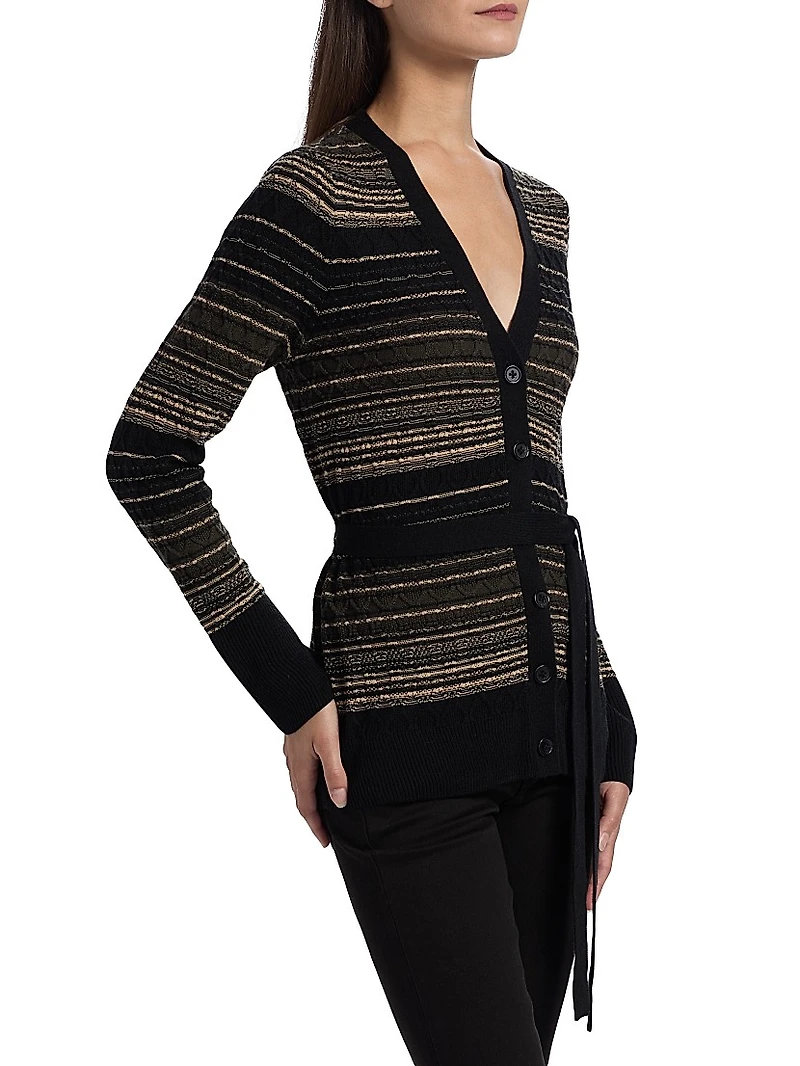 Michelle Striped Wool-Blend Cardigan