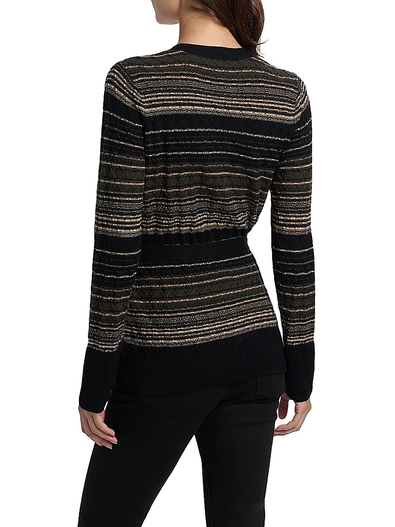 Michelle Striped Wool-Blend Cardigan